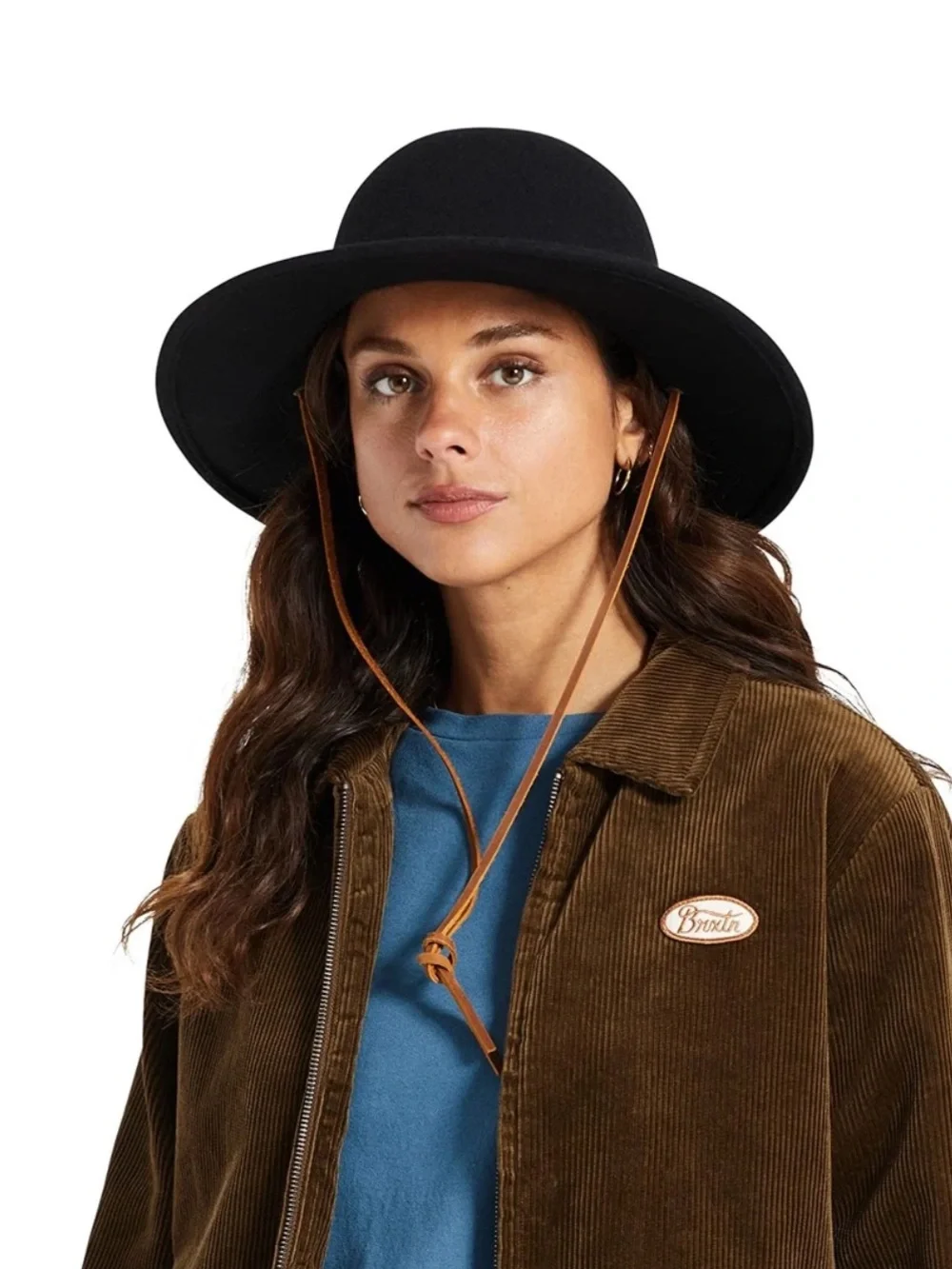 Brixton Tiller Wide Brim Felt Wool Fedora Hat Black Large Western Cowgirl Preppy